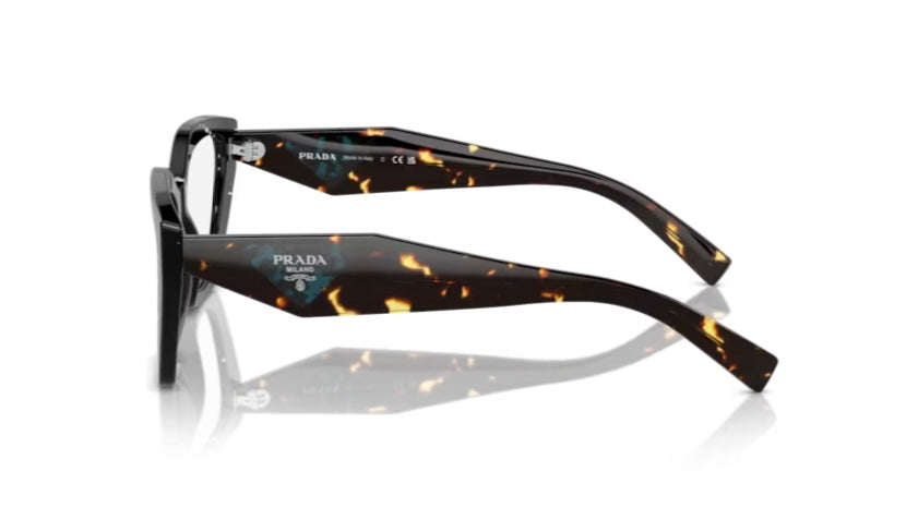 Prada 0PR 09YV 15S101 Black Crystal Tortoise Eyeglasses