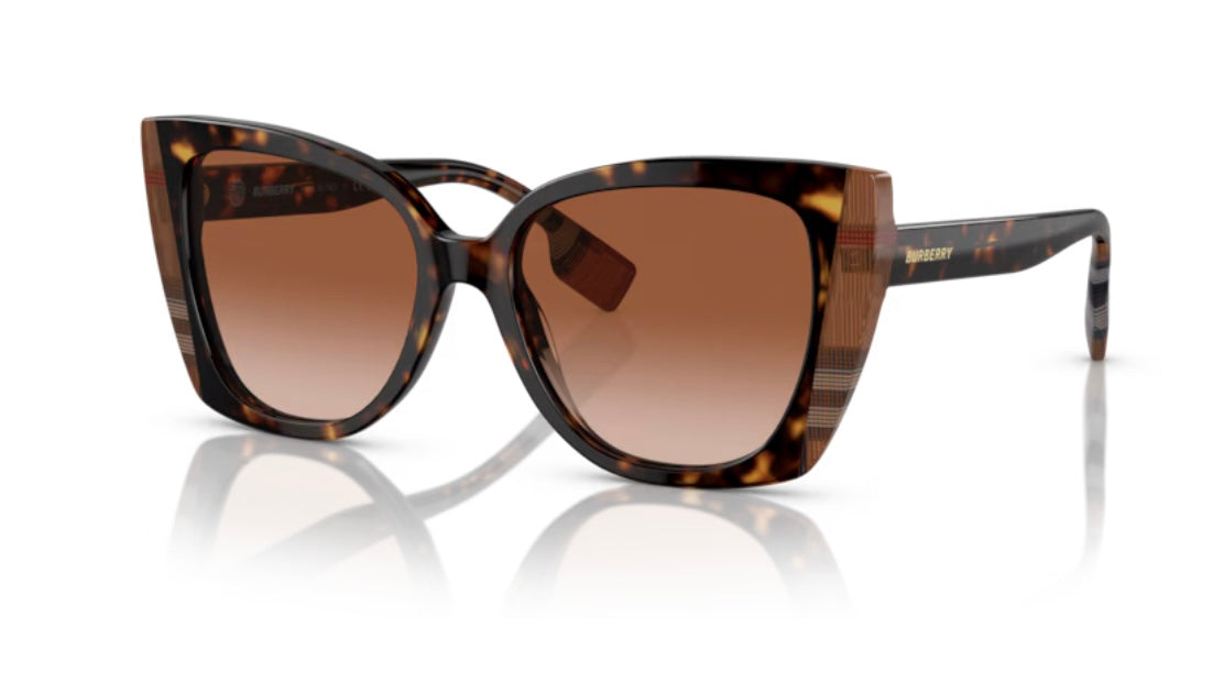 Burberry Meryl 0BE4393 Dark Havana Check Brown Sunglasses