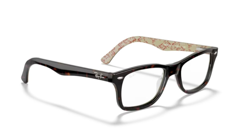 Rayban 0RX5228 5057 Dark Havana On Beige Texture Eyeglasses