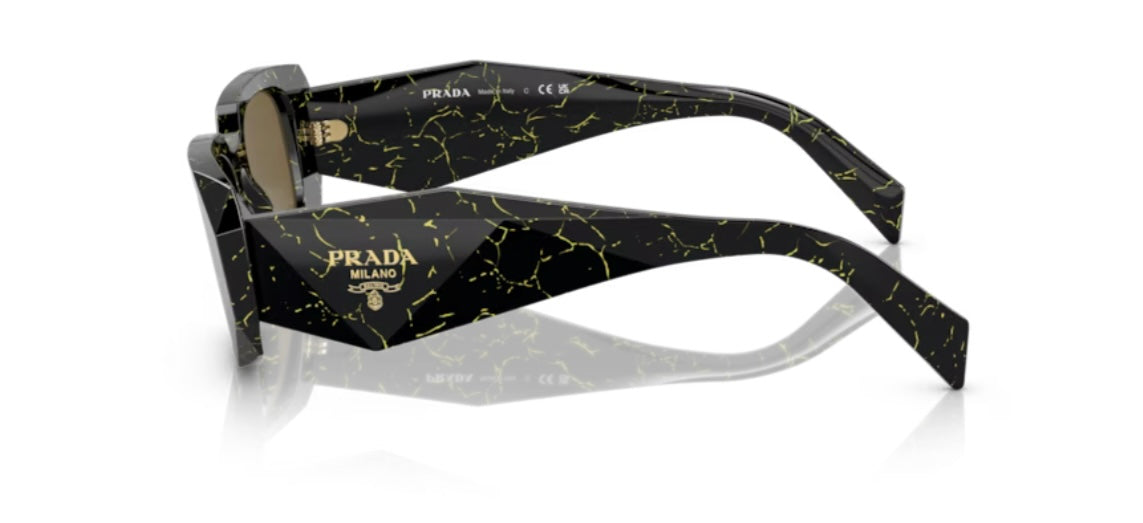 Prada 0PR 17WSF Black Yellow Marble Sunglasses