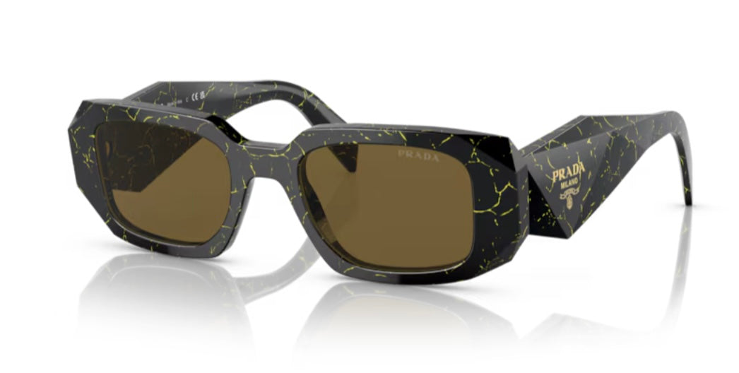 Prada 0PR 17WSF Black Yellow Marble Sunglasses