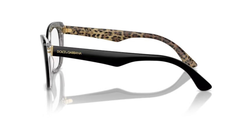 Dolce and Gabbana 0DG3360 3299 Black On Leo Brown Eyeglasses