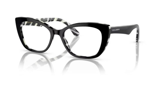 Dolce and Gabbana 0DG3360 3372 Top Black On Zebra Eyeglasses