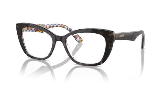 Dolce and Gabbana 0DG3360 3217 Havana On White Barrow Eyeglasses