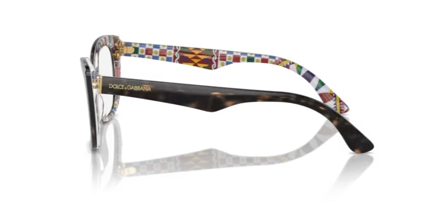 Dolce and Gabbana 0DG3360 3217 Havana On White Barrow Eyeglasses