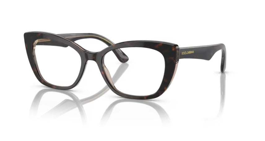 Dolce and Gabbana 0DG3360 3256 Havana Transparent Brown Eyeglasses